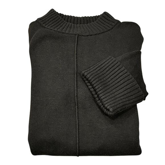 MARKET & SPRUCE Dark Green Mock Neck Center Seam Sweater Medium Cuffed Sleeves - Picture 4 of 5